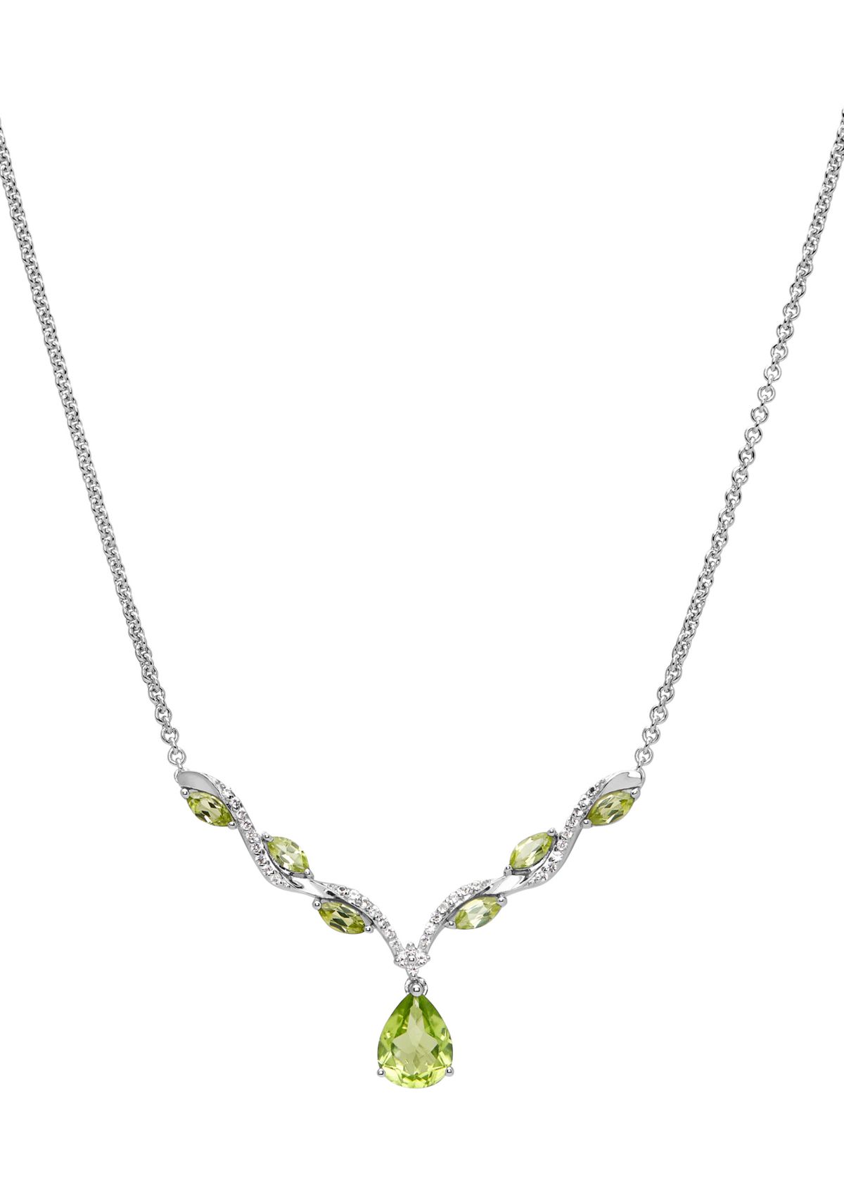 Peridot Teardrop Pendant Necklace in Sterling Silver Necklace