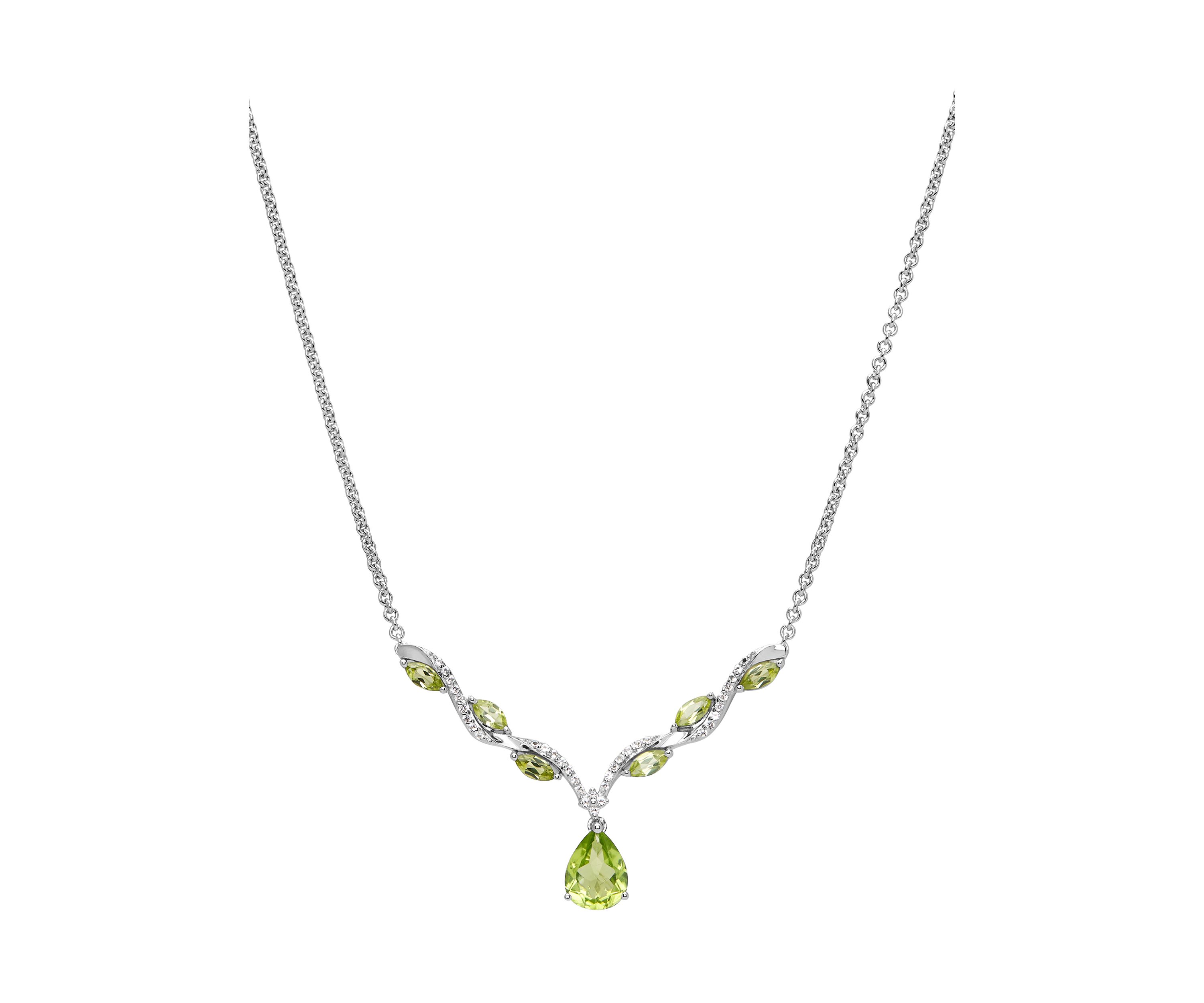 Peridot Teardrop Pendant Necklace in Sterling Silver Necklace
