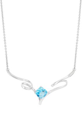 Belk & Co Swiss Blue Topaz Neckalce in Sterling Silver, 17.5 in