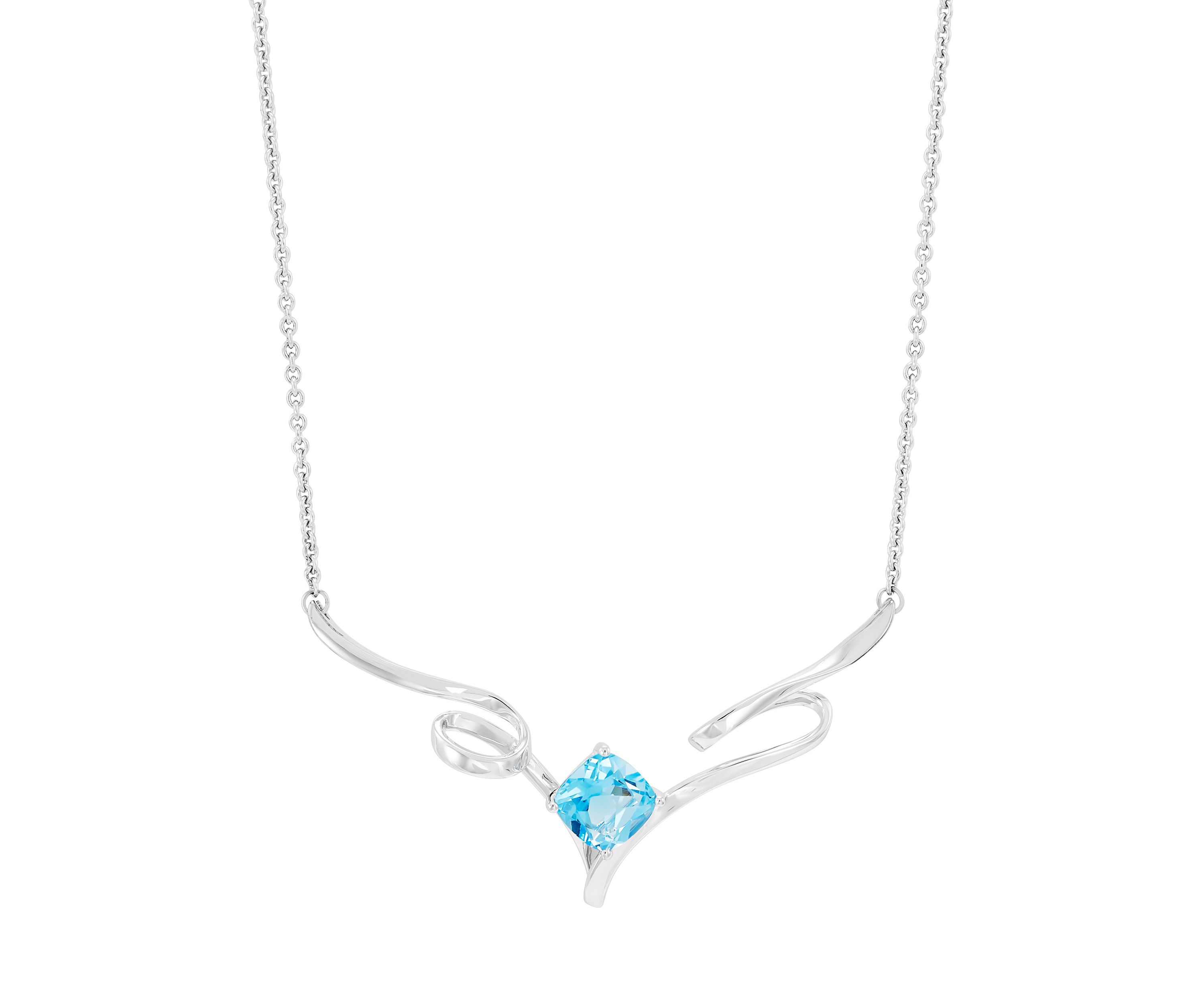 Swiss Blue Topaz Neckalce in Sterling Silver