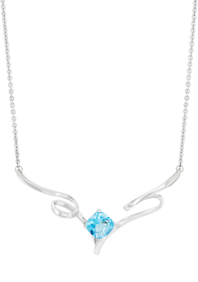Swiss Blue Topaz Neckalce in Sterling Silver