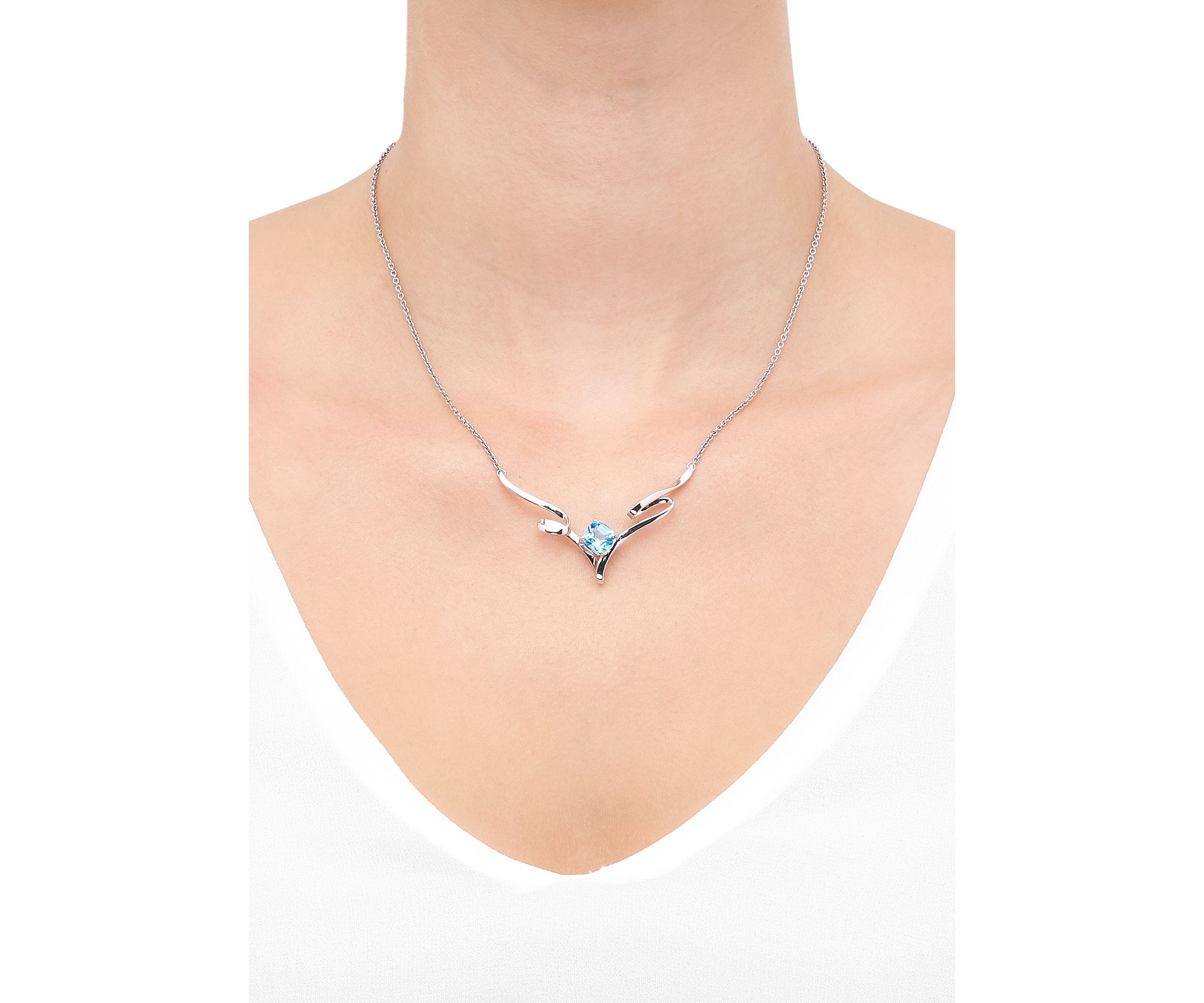 Swiss Blue Topaz Neckalce in Sterling Silver