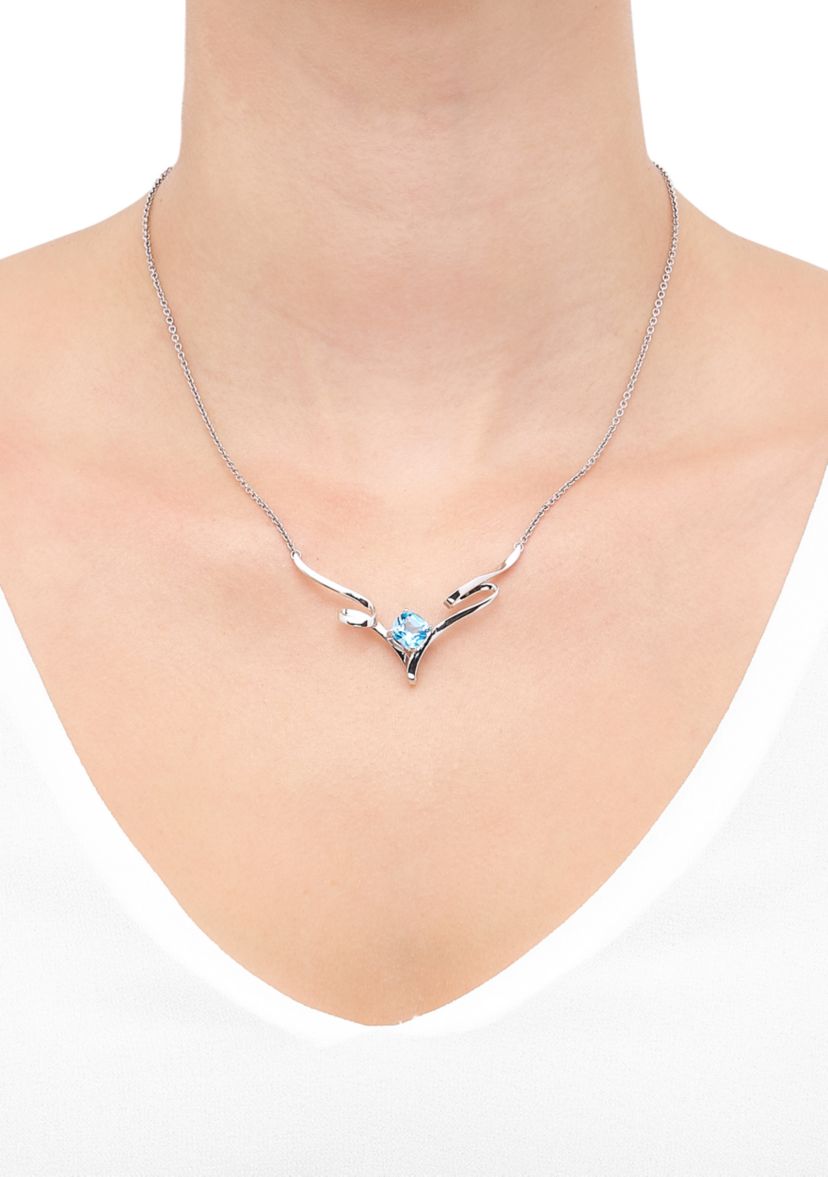 Swiss Blue Topaz Neckalce in Sterling Silver