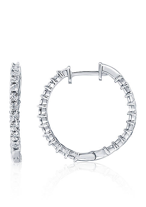 5/8 ct. t.w. Diamond Hoop Earrings in Sterling Silver