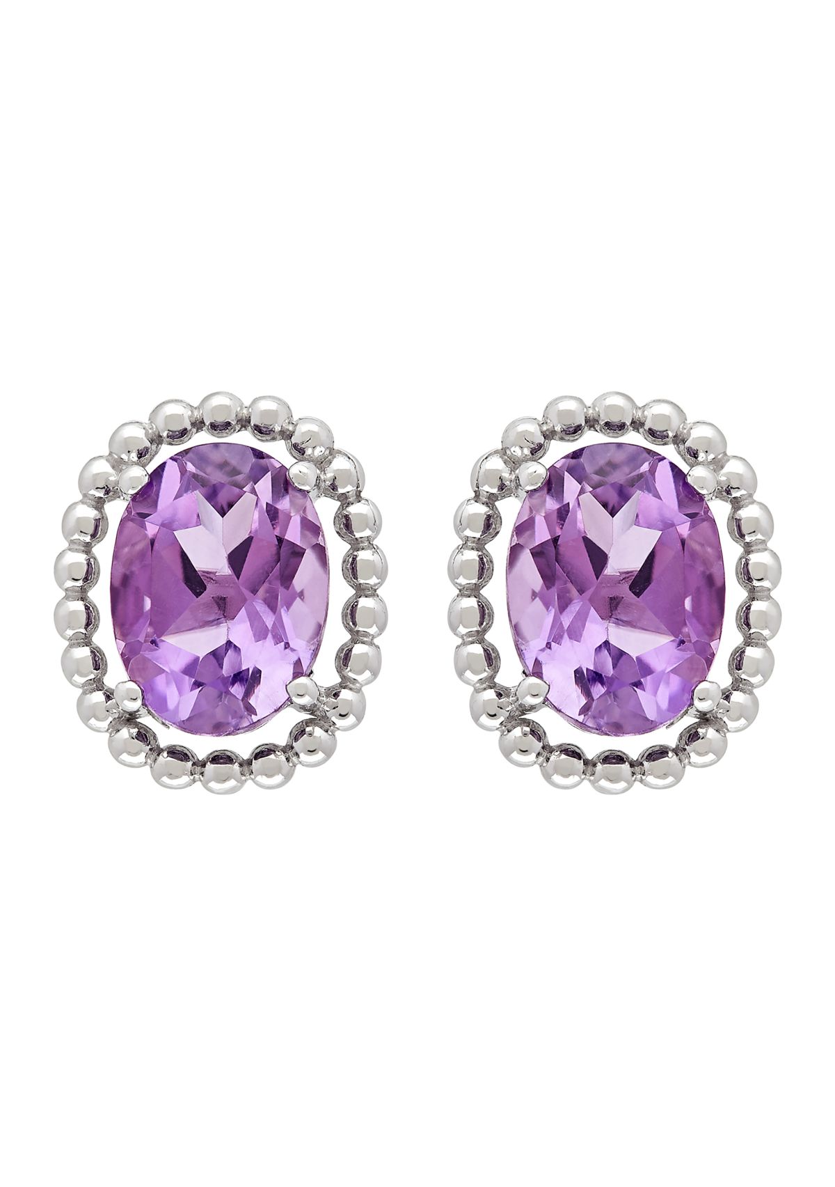 Purple Amethyst Earrings in Sterling Silver