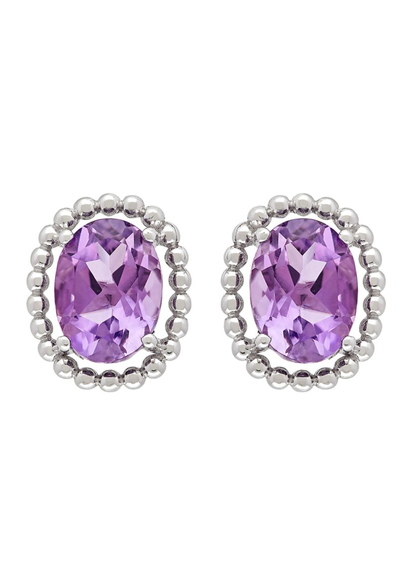 Purple Amethyst Earrings in Sterling Silver