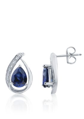 Belk & Co Sapphire & Diamond Earrings in Sterling Silver