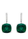 4.4 ct. t.w. Created Emerald and 1/10 ct. t.w. Diamond Drop Earrings in Sterling Silver