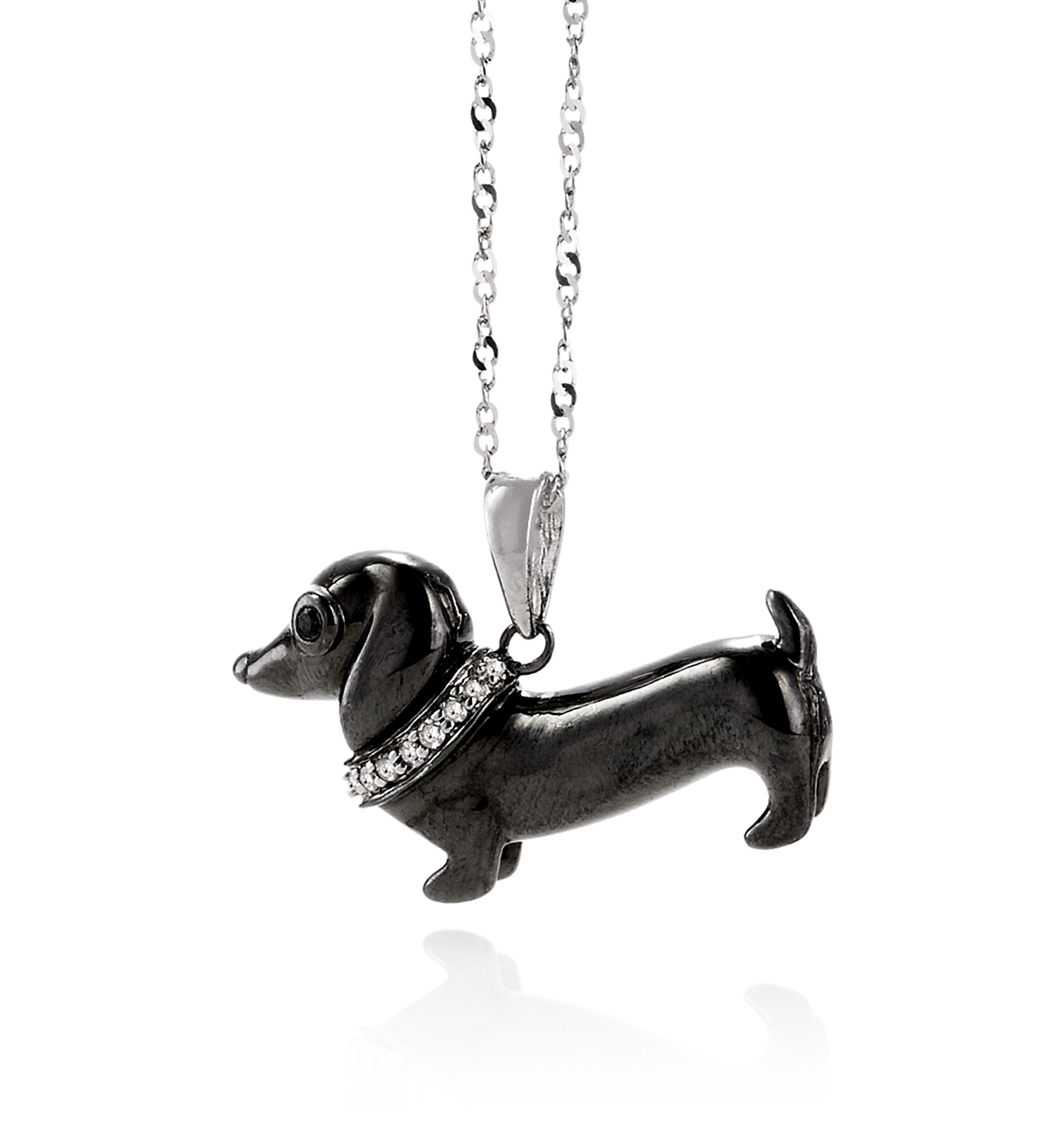0.03 ct. t.w. Diamond Dachshund Pendant in Sterling Silver