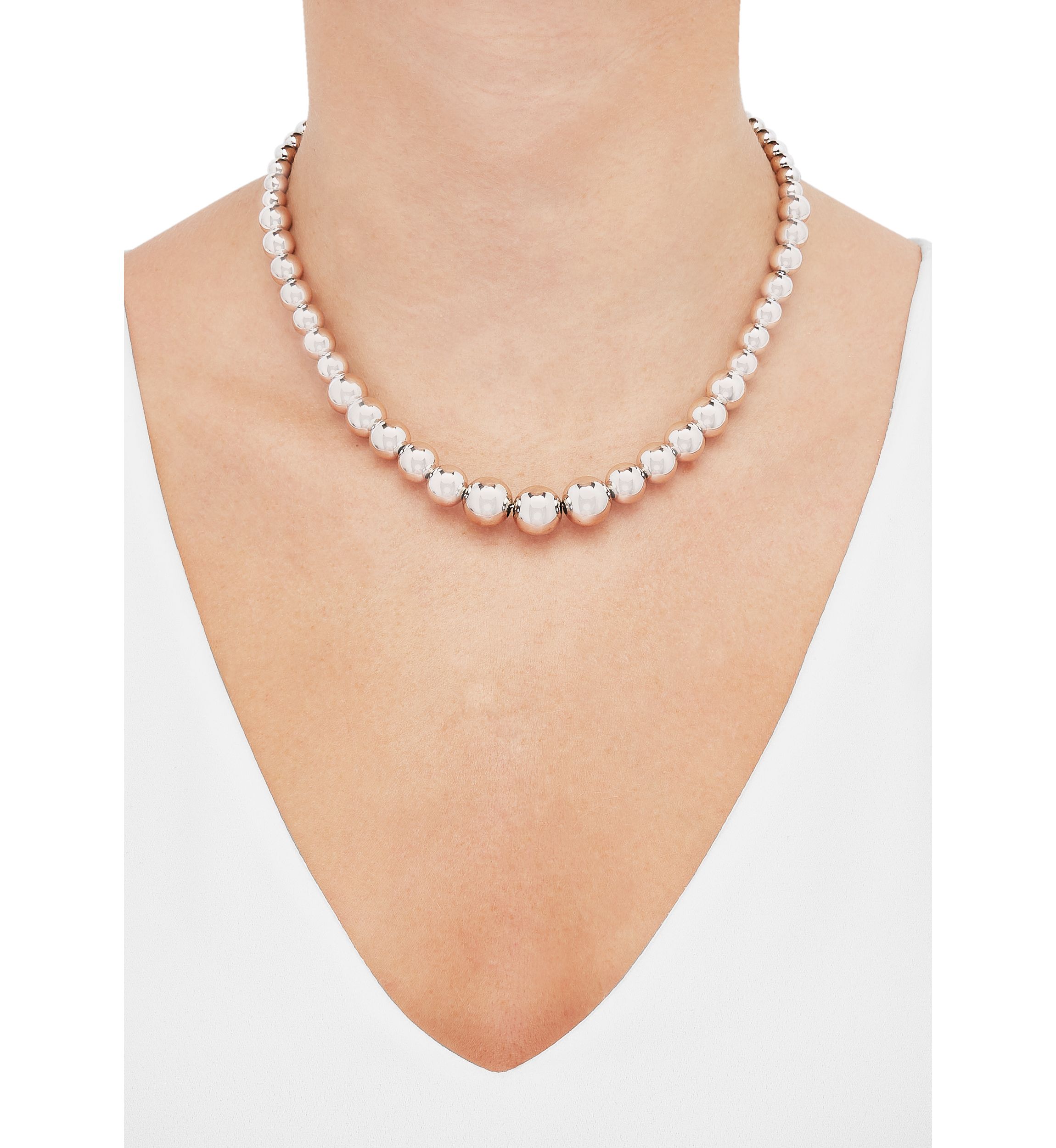 Sterling Silver Graduated Bead Necklace