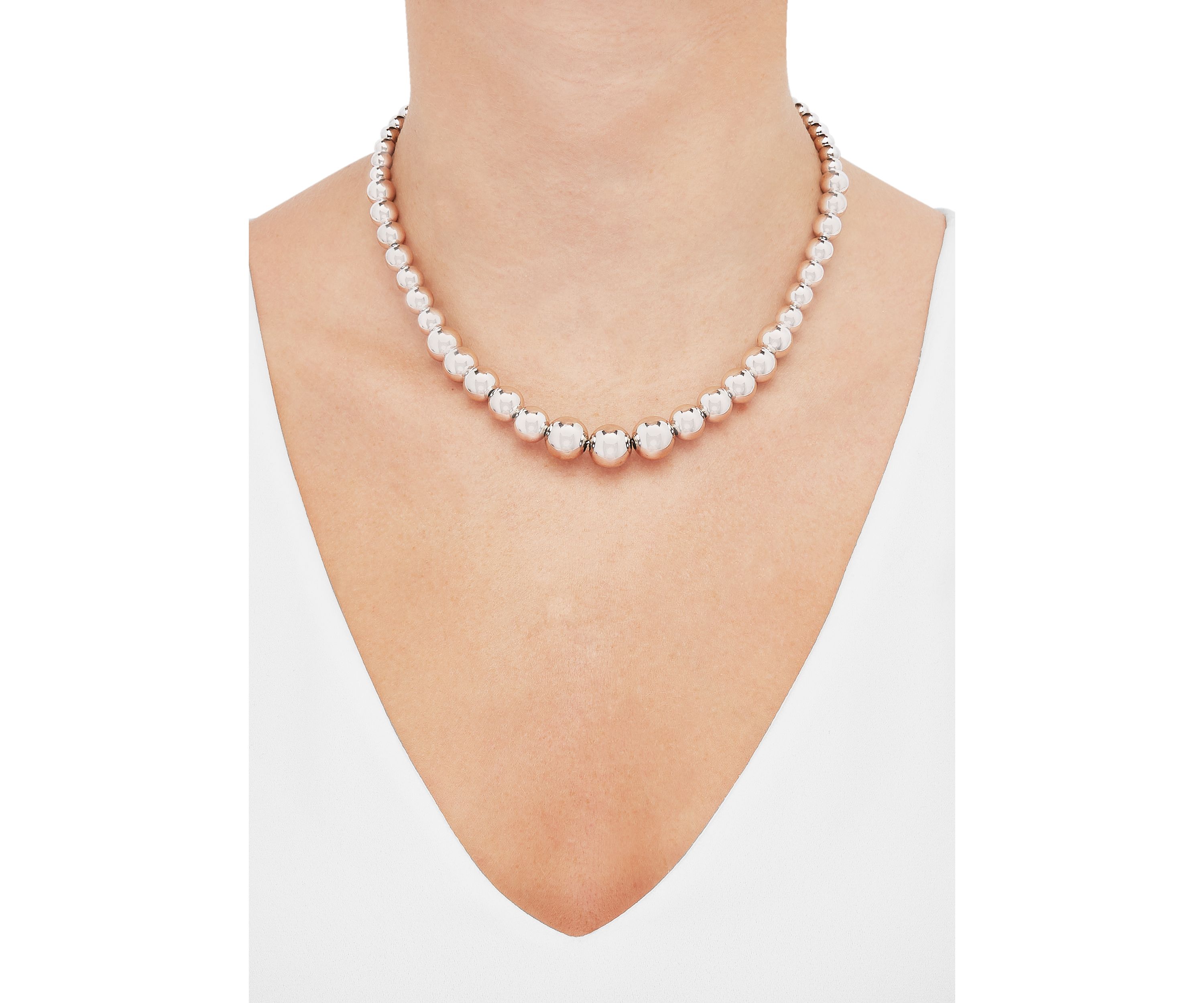Sterling Silver Graduated Bead Necklace