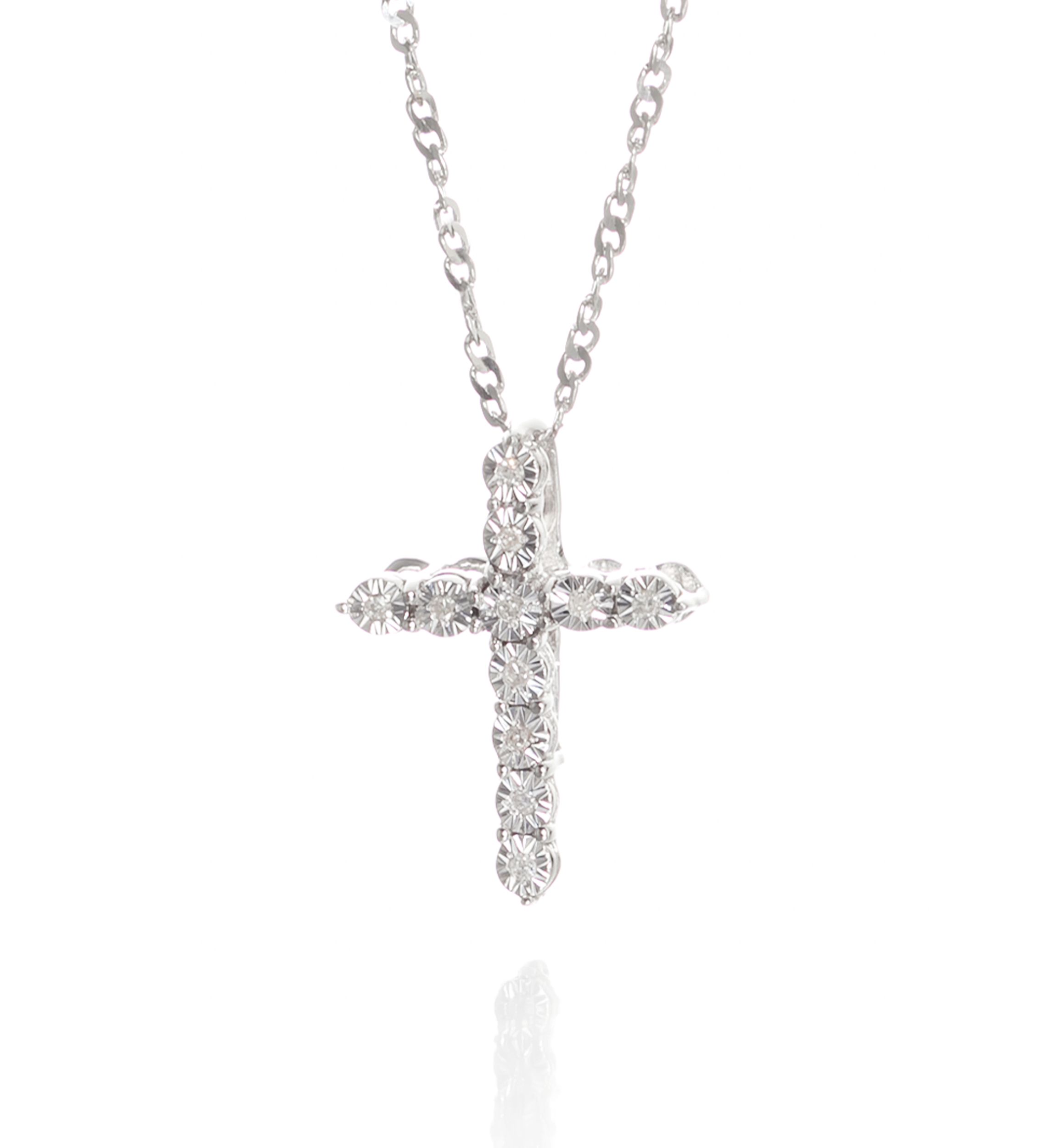 0.033 ct. t.w. Diamond Cross Pendant in Sterling Silver