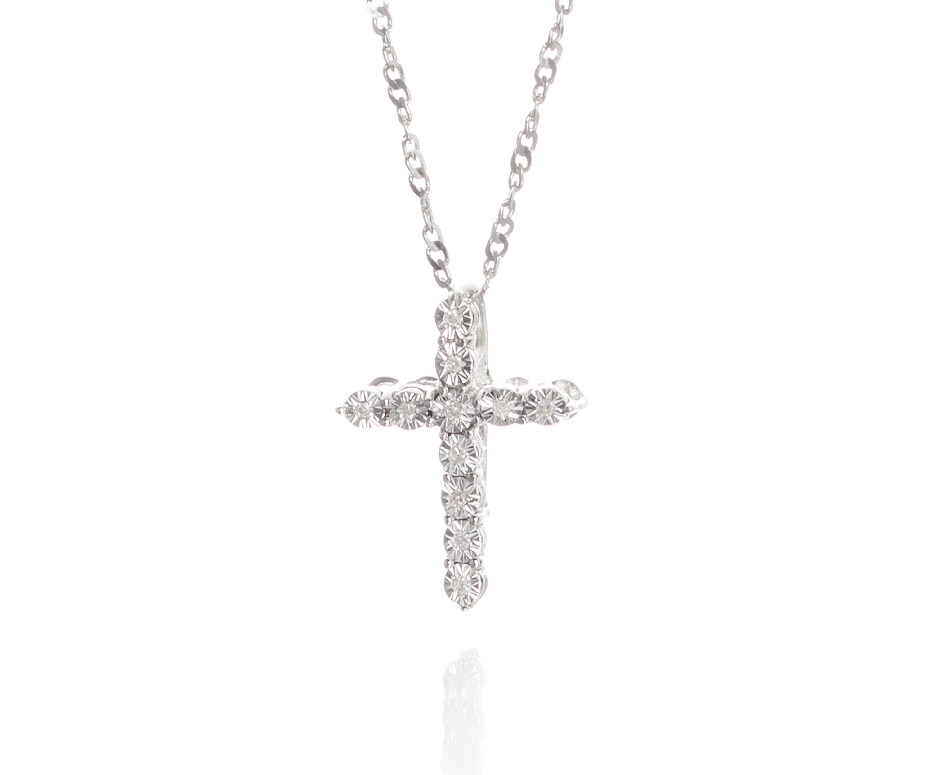 0.033 ct. t.w. Diamond Cross Pendant in Sterling Silver