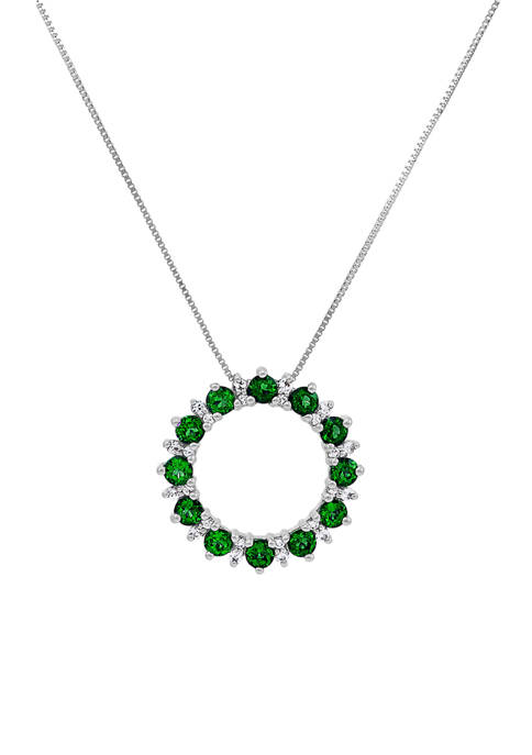 7/8 ct. t.w. Lab Created Emerald and Lab Created White Sapphire Pendant Necklace in Sterling Silver