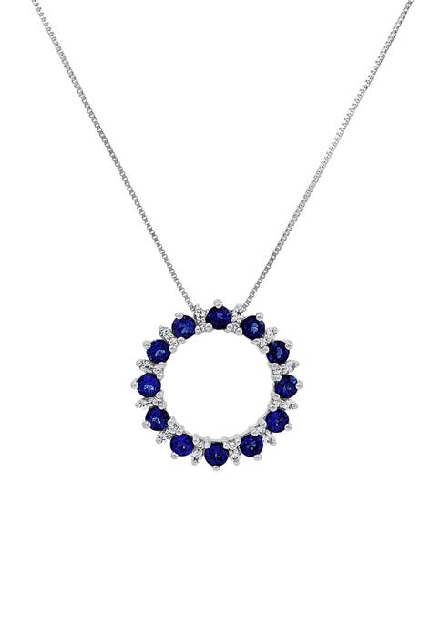 1.27 ct. t.w. Lab Created Sapphire and Lab Created White Sapphire Pendant Necklace in Sterling Silver