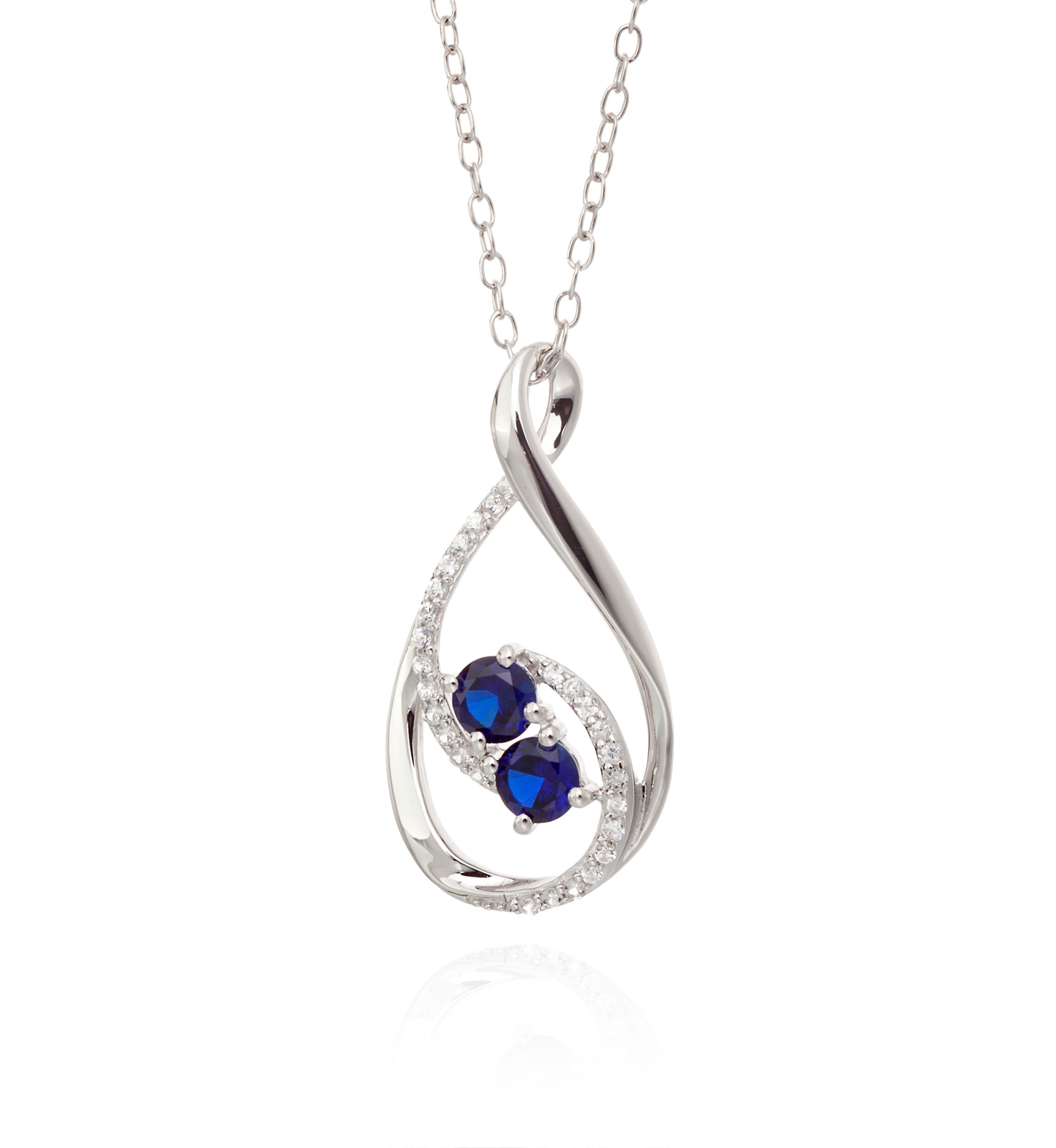 Created Sapphire & Created White Sapphire Pendant in Sterling Silver