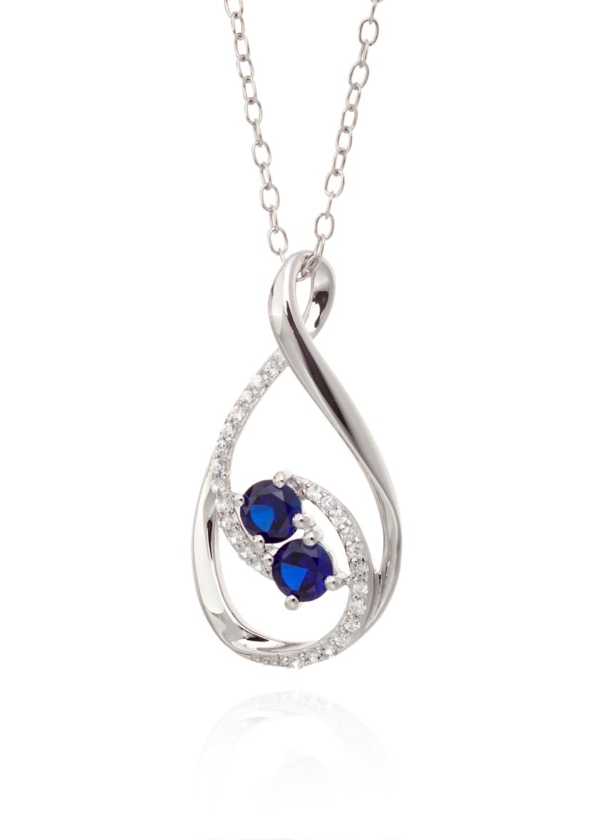 Created Sapphire & Created White Sapphire Pendant in Sterling Silver