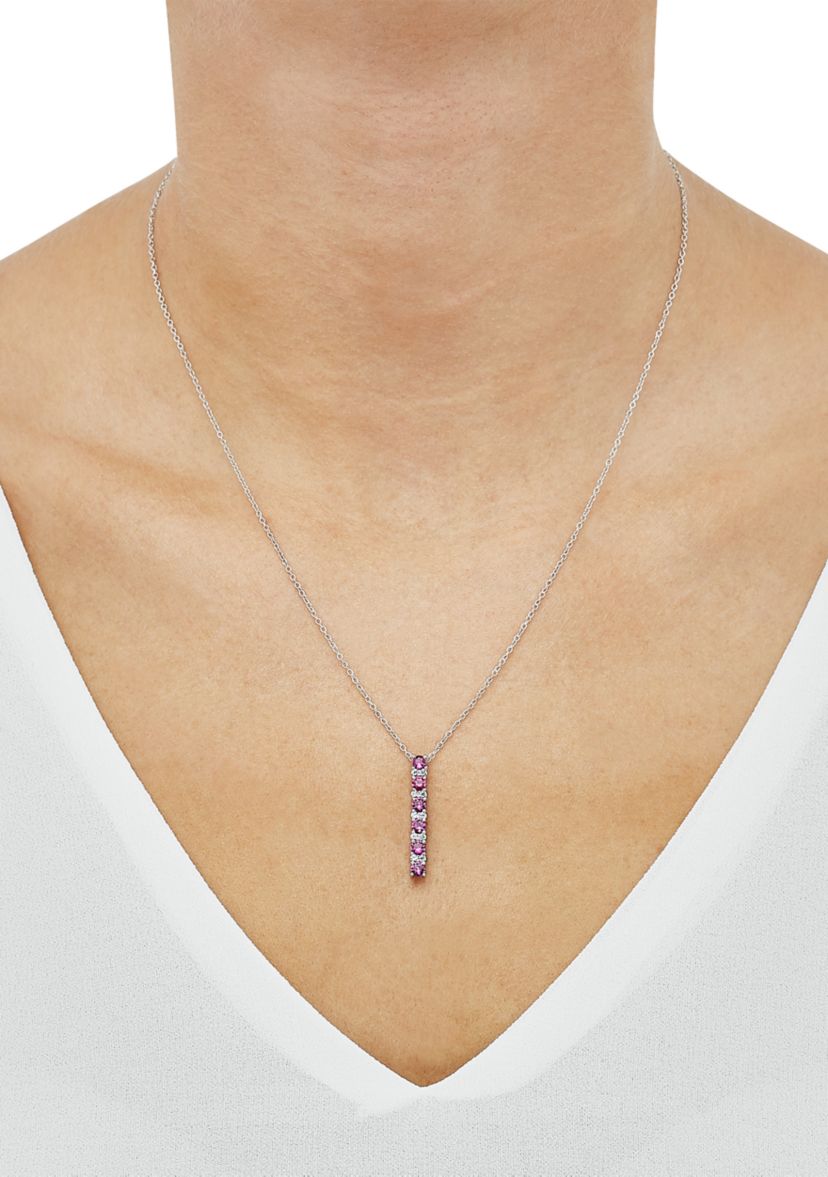 Created Ruby and Created White Sapphire Necklace in Sterling Silver with 18" Cable Chain