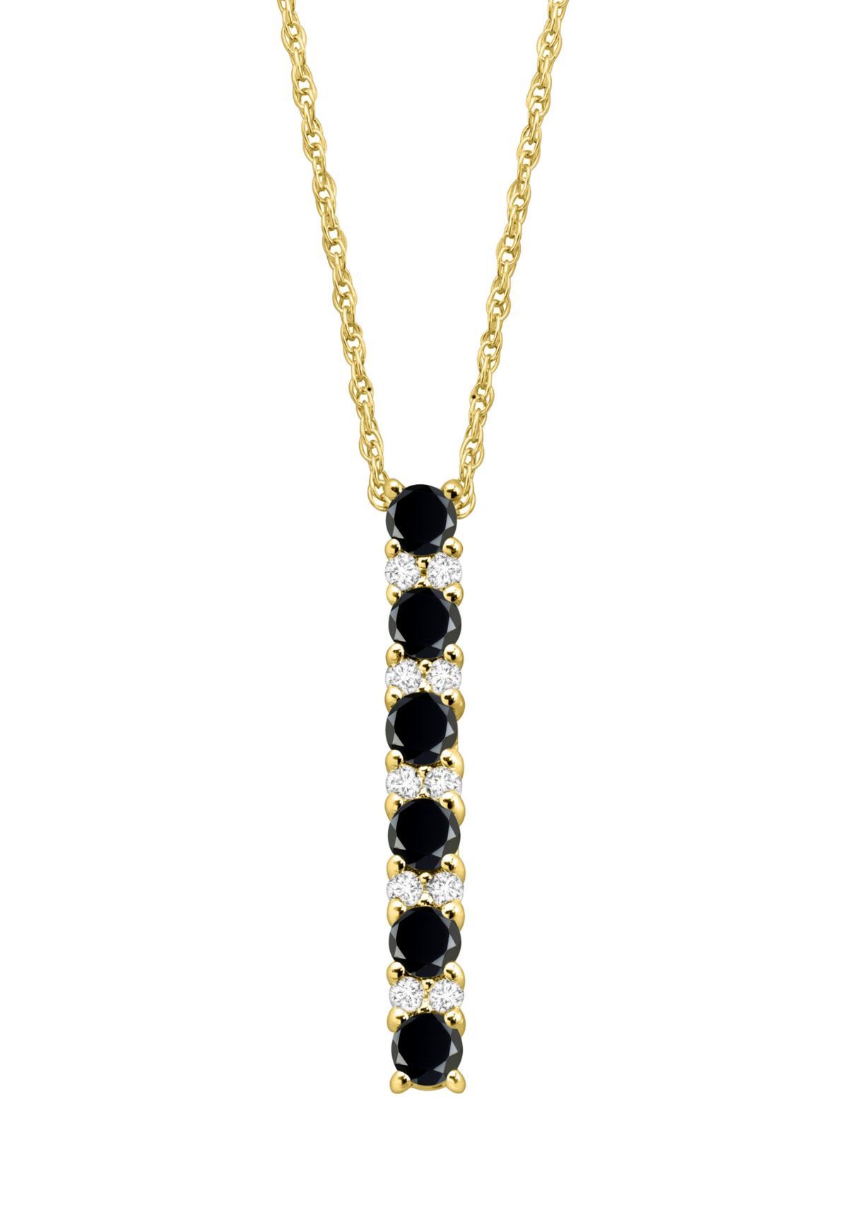 Onyx and Created White Sapphire Necklace in Sterling Silver with 18" Cable Chain