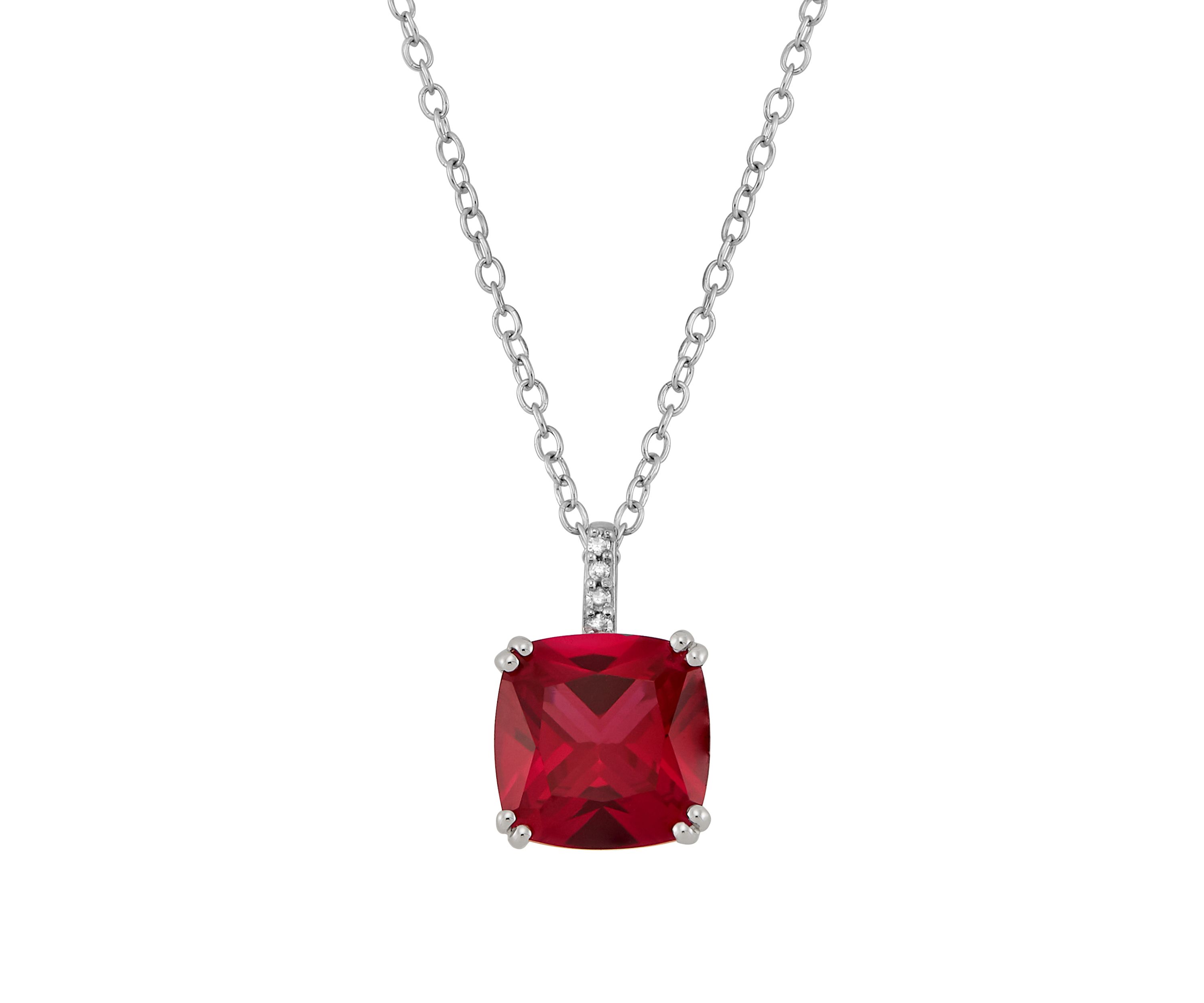 4 ct. t.w. Ruby and 1/10 ct. t.w. Diamond Chain Pendant Necklace in Sterling Silver