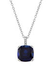 4.35 ct. t.w. Sapphire and 1/10 ct. t.w. Diamond Chain Pendant Necklace in Sterling Silver