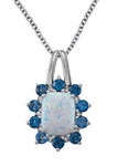Diamond Accent, Created Opal, and London Blue Topaz Pendant Necklace in Sterling Silver