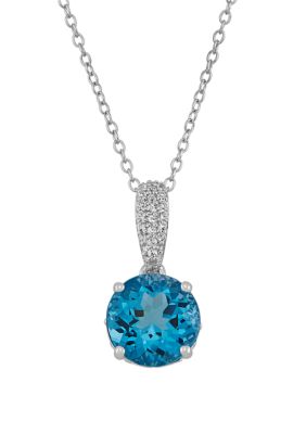Belk & Co 4.37 ct. t.w. Swiss Blue Topaz and White Topaz Chain Pendant Necklace in Sterling Silver, 18 in