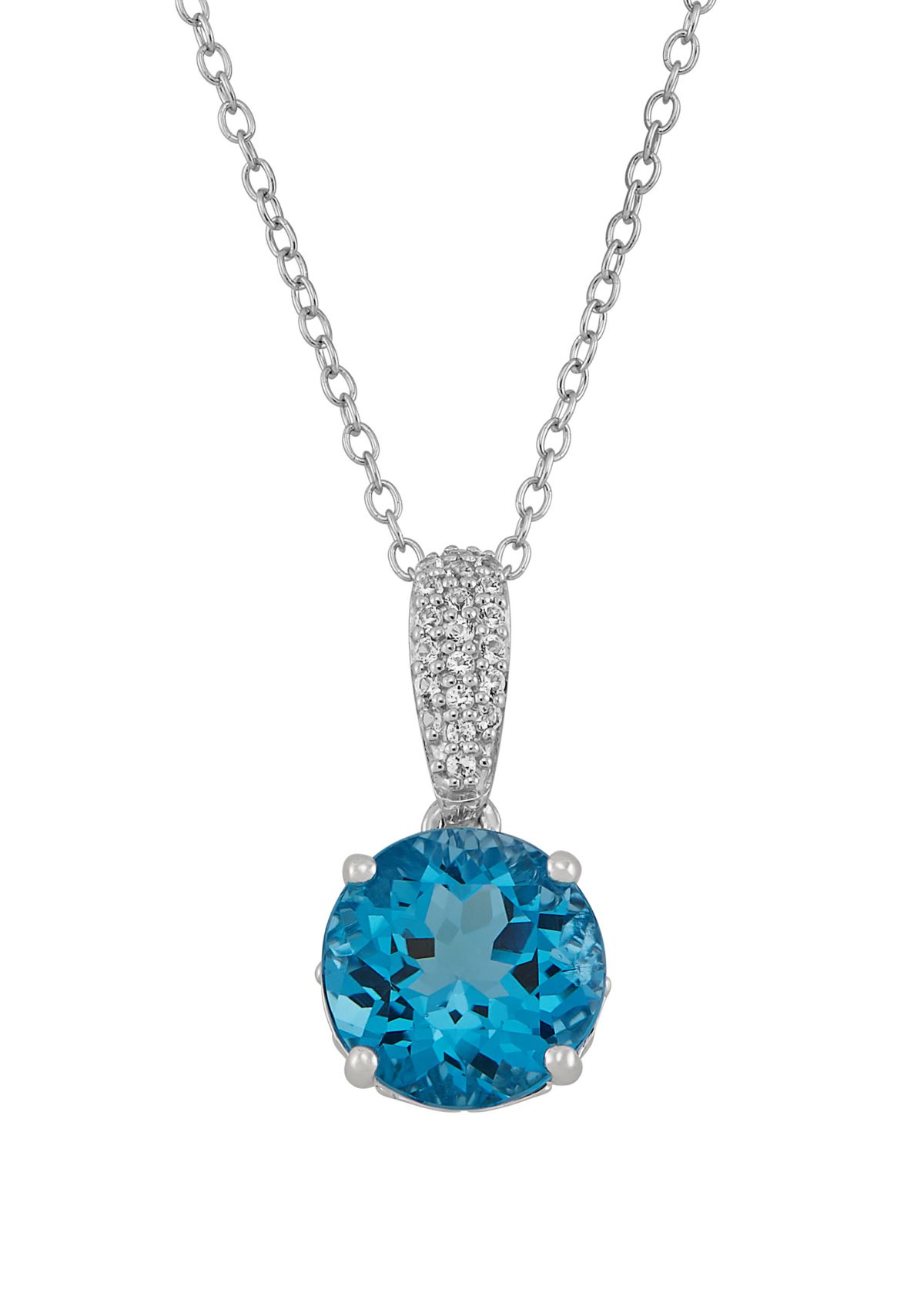 4.37 ct. t.w. Swiss Blue Topaz and White Topaz Chain Pendant Necklace in Sterling Silver