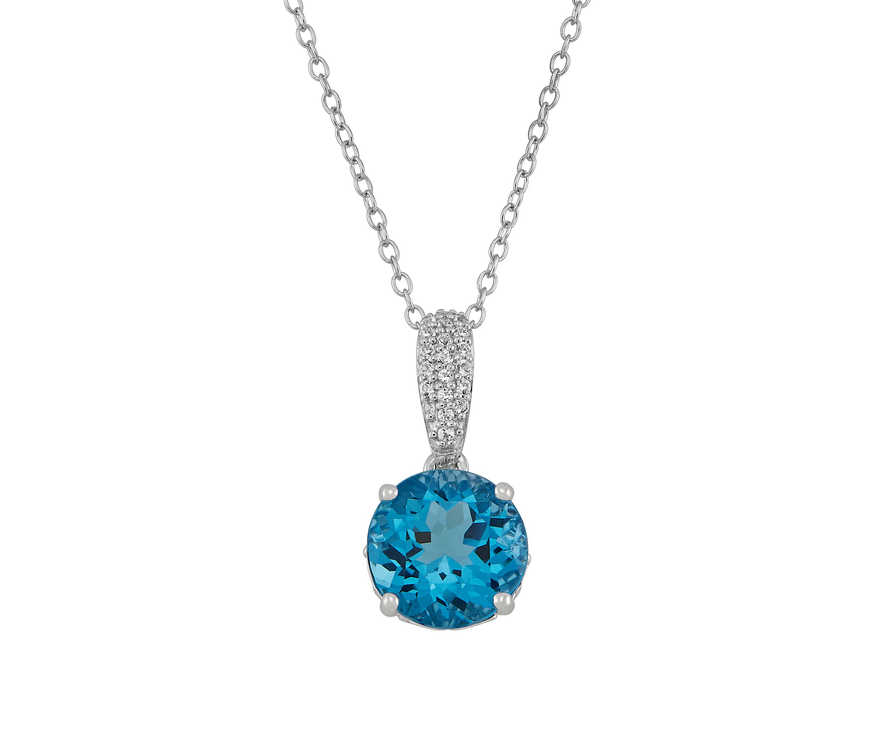 4.37 ct. t.w. Swiss Blue Topaz and White Topaz Chain Pendant Necklace in Sterling Silver