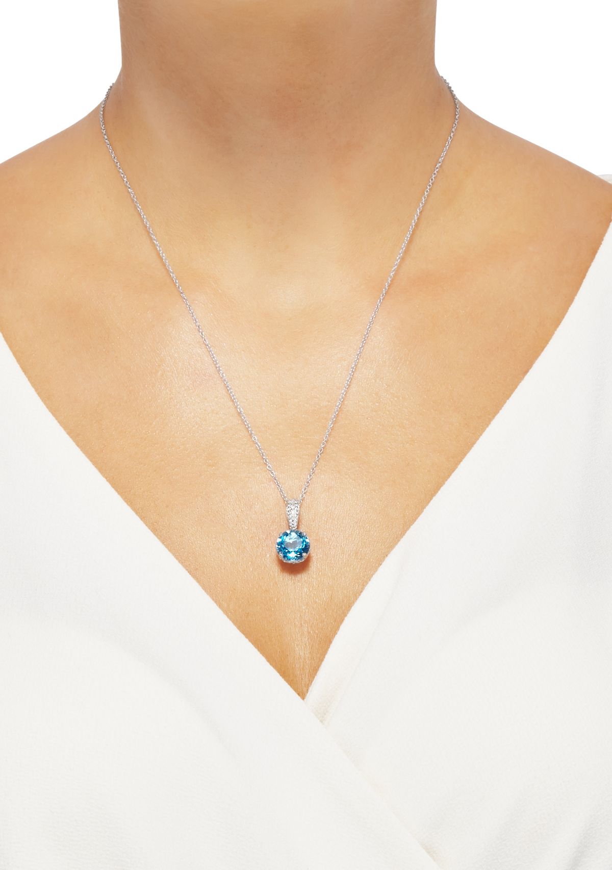 4.37 ct. t.w. Swiss Blue Topaz and White Topaz Chain Pendant Necklace in Sterling Silver
