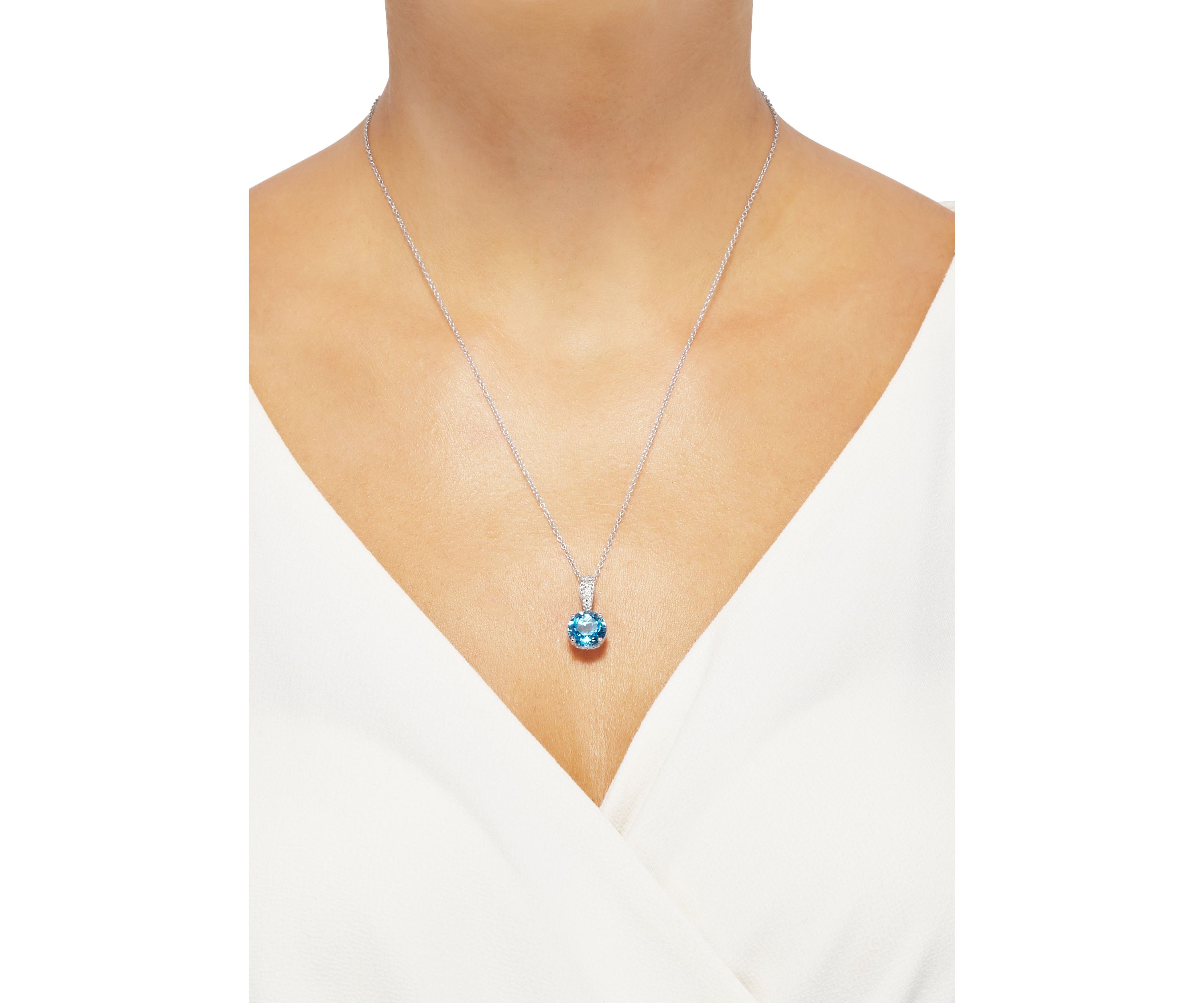 4.37 ct. t.w. Swiss Blue Topaz and White Topaz Chain Pendant Necklace in Sterling Silver