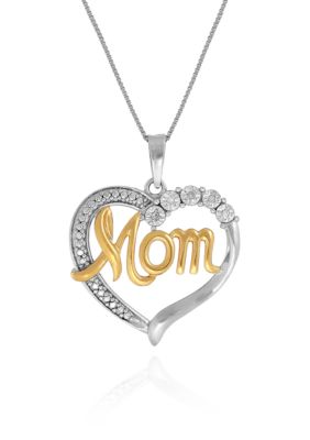 Belk & Co. 0.015 ct. t.w. Diamond Mom Pendant with 14k Gold Plating in ...