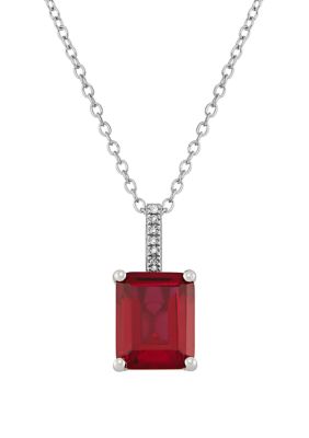 Belk & Co 4.2 Ct. T.w. Ruby And 0.021 Diamond Chain Pendant Necklace In Sterling Silver