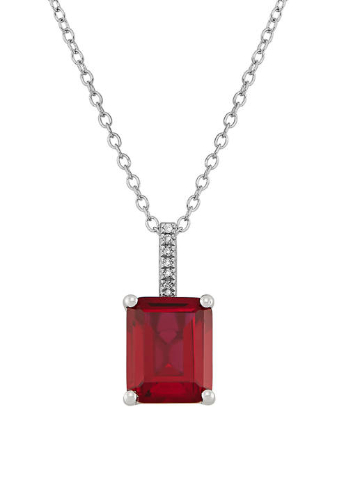 4.2 ct. t.w. Ruby and 0.021 Diamond Chain Pendant Necklace in Sterling Silver