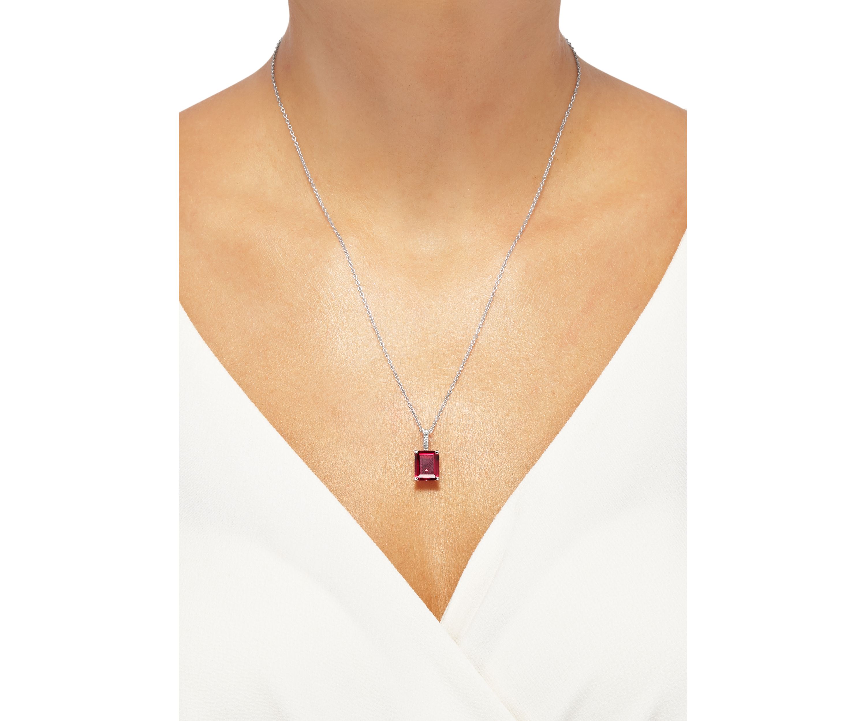 4.2 ct. t.w. Ruby and 0.021 Diamond Chain Pendant Necklace in Sterling Silver
