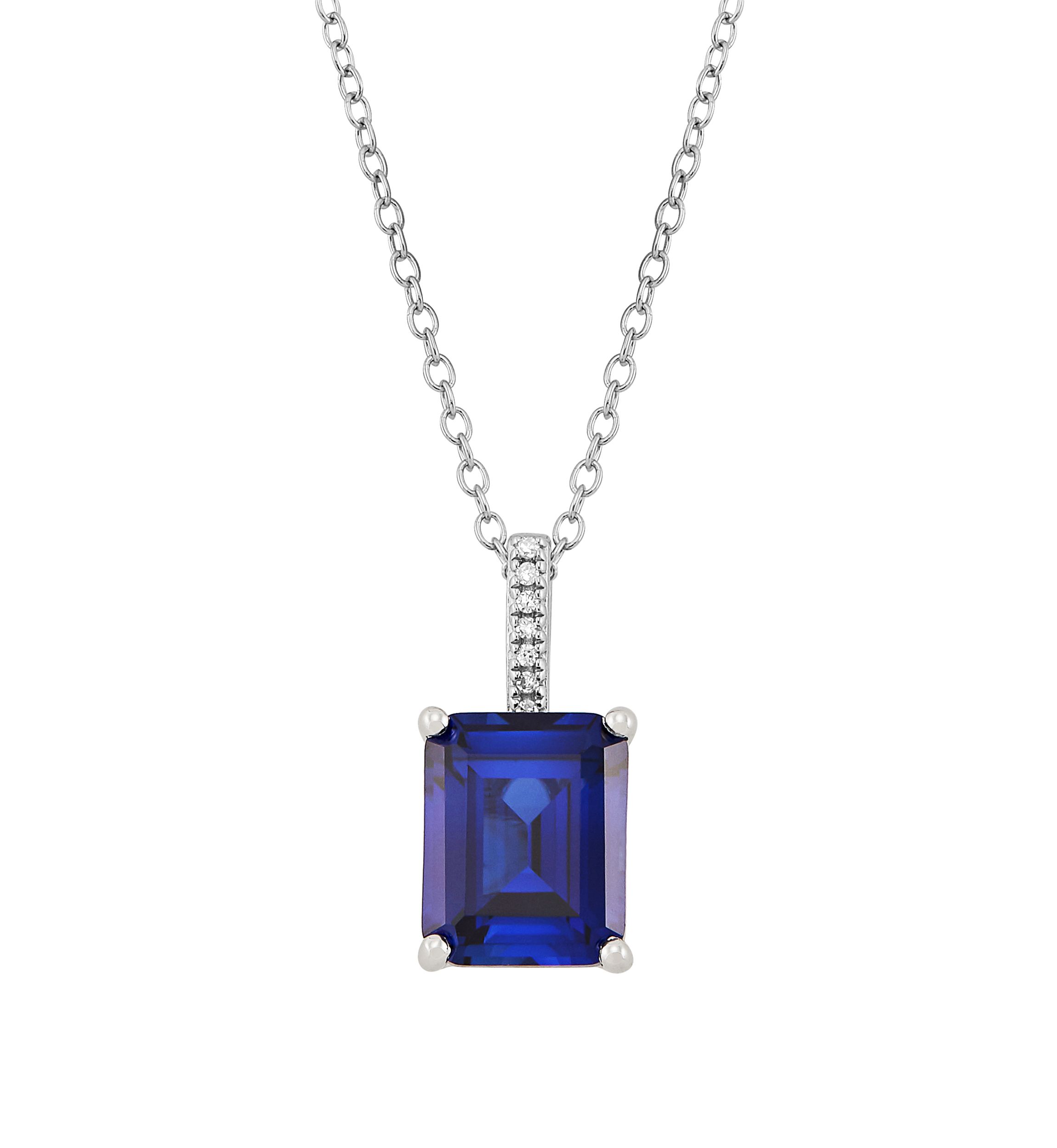 4.3 ct. t.w. Sapphire and 0.021 Diamond Chain Pendant Necklace in Sterling Silver