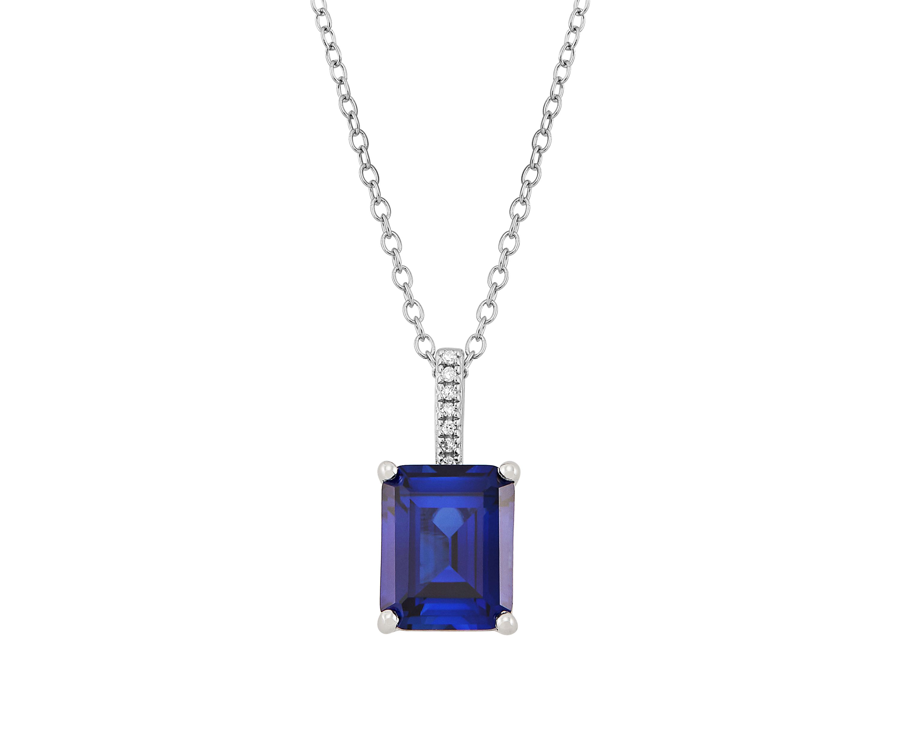 4.3 ct. t.w. Sapphire and 0.021 Diamond Chain Pendant Necklace in Sterling Silver