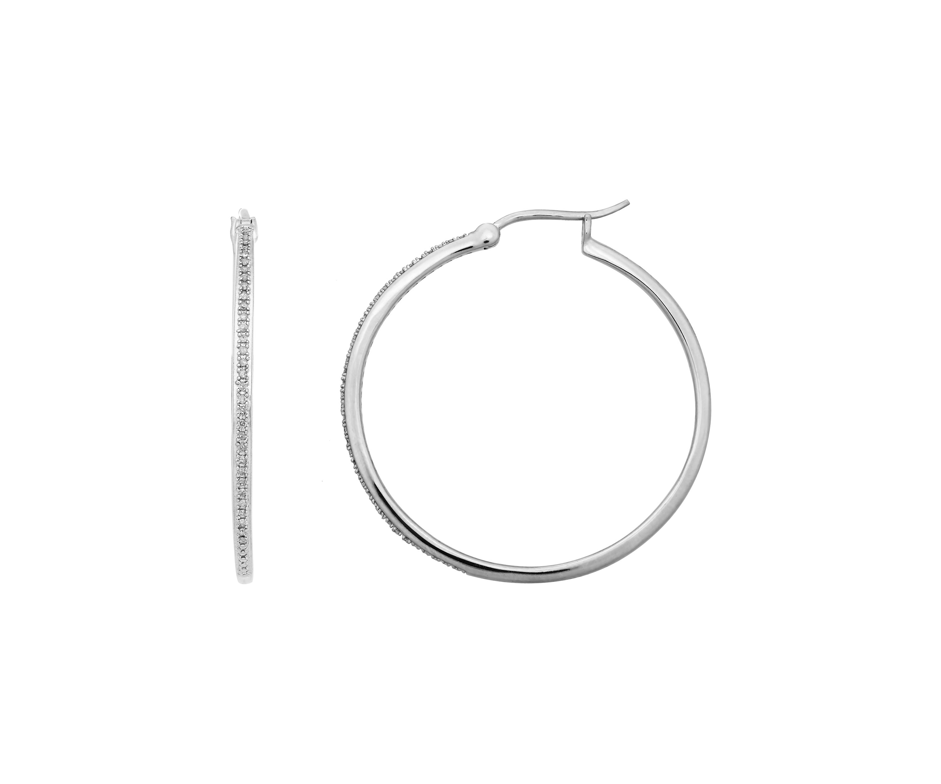 1/5 ct. t.w. Diamond Hoop Earrings in Sterling Silver