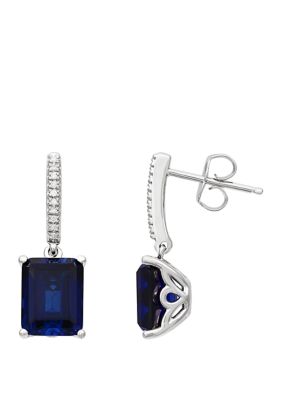Belk & Co 6 Ct. T.w. Sapphire And 1/10 Ct. T.w. Diamond Drop Earrings