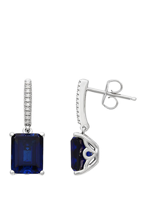 6 ct. t.w. Sapphire and 1/10 ct. t.w. Diamond Drop Earrings