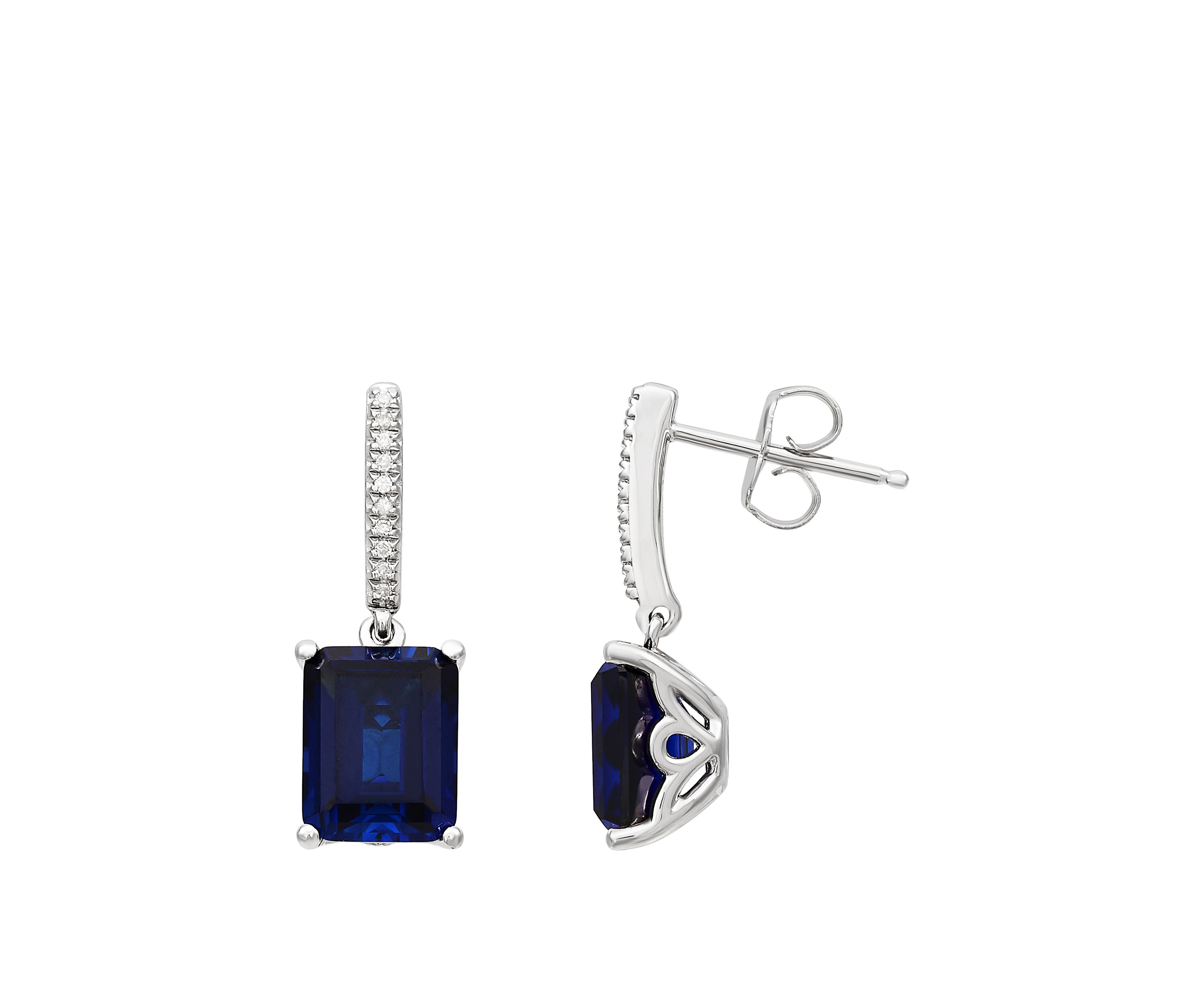 6 ct. t.w. Sapphire and 1/10 ct. t.w. Diamond Drop Earrings