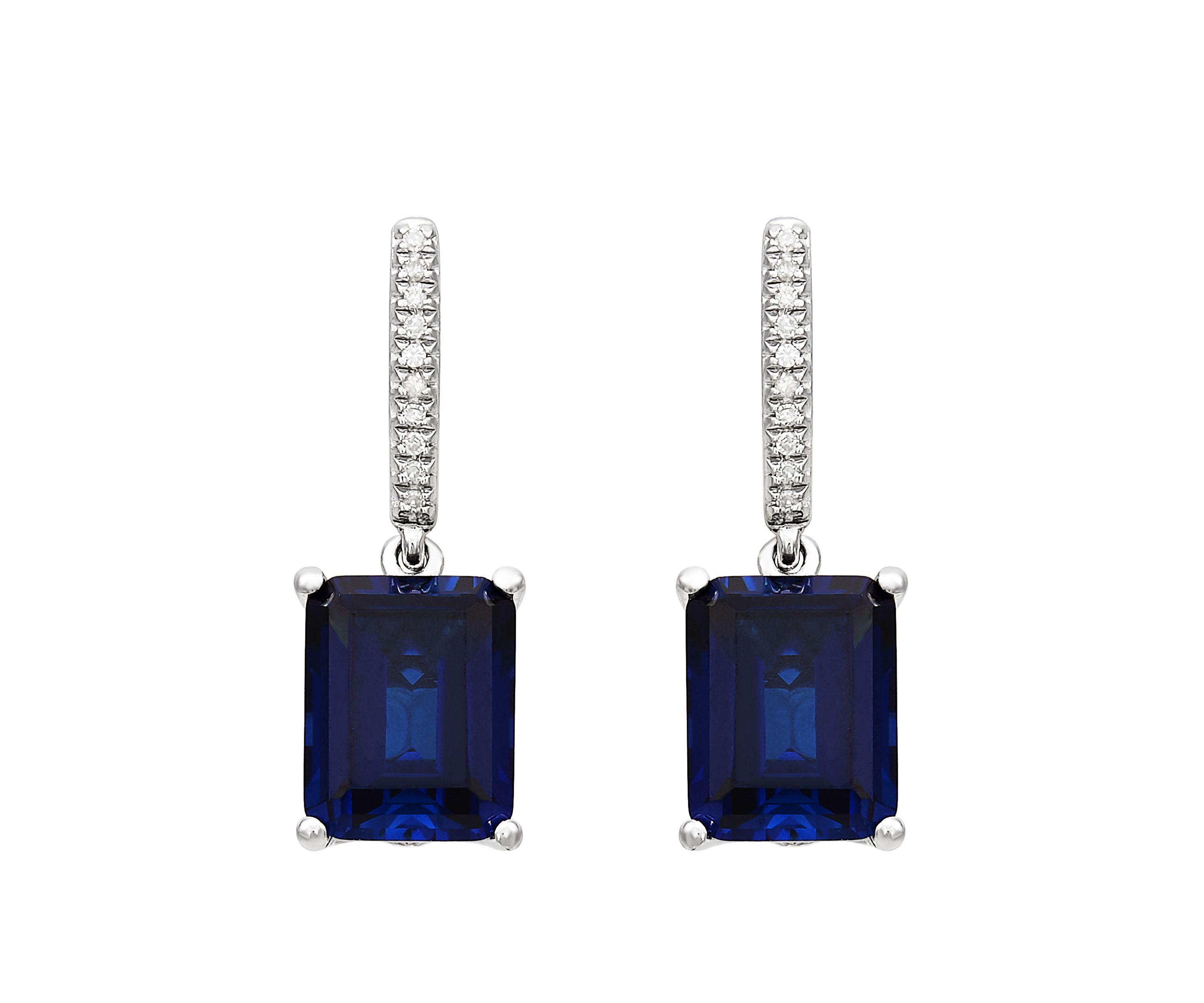 6 ct. t.w. Sapphire and 1/10 ct. t.w. Diamond Drop Earrings