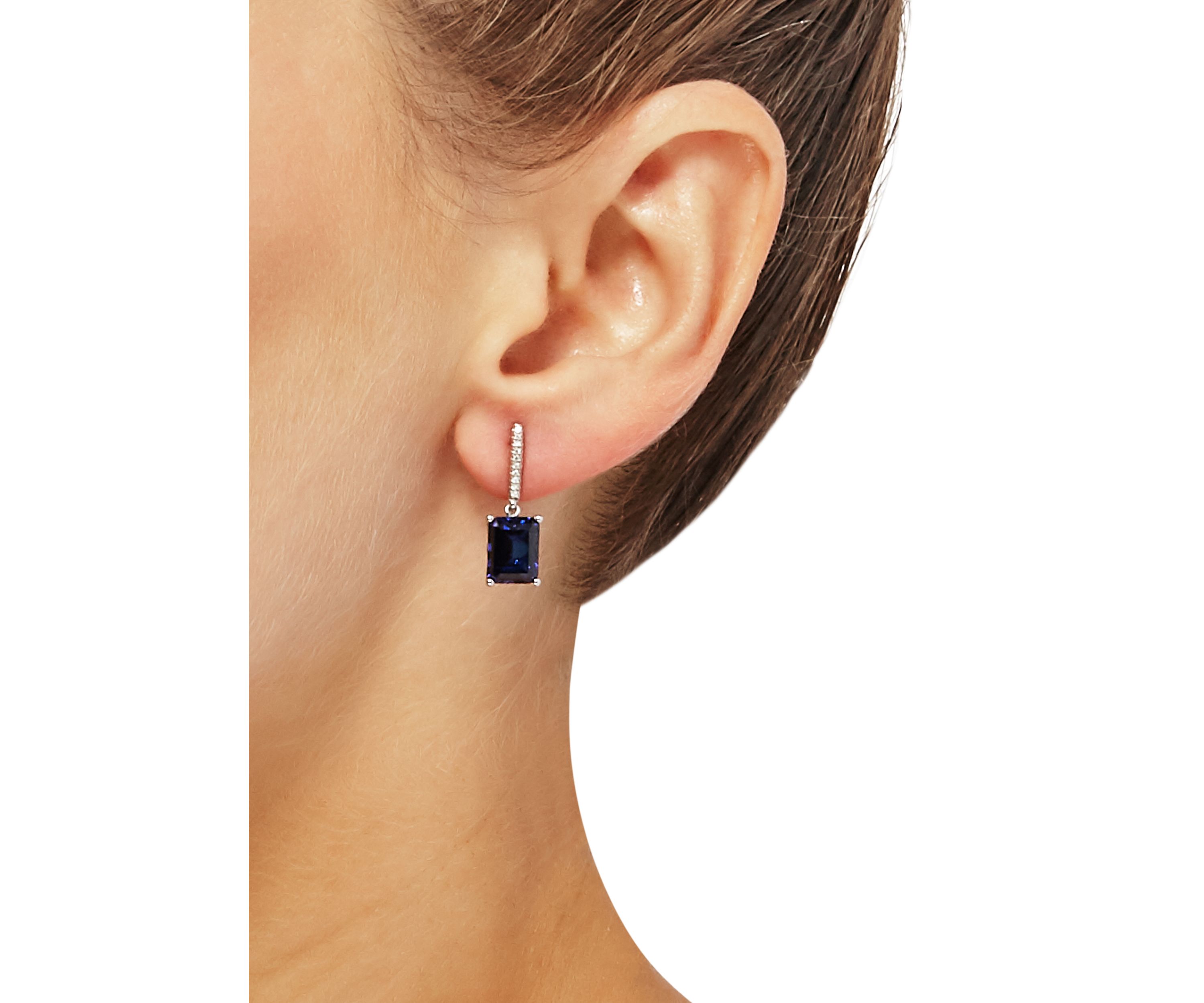 6 ct. t.w. Sapphire and 1/10 ct. t.w. Diamond Drop Earrings