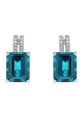 Belk & Co 1/10 Ct. T.w. Diamond And 5.66 Ct. T.w. Swiss Blue Topaz Earrings In Sterling Silver