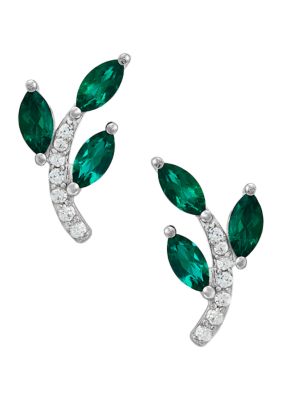 Belk & Co 7/8 Ct. T.w. Created Emerald And Created White Sapphire Earrings In Sterling Silver