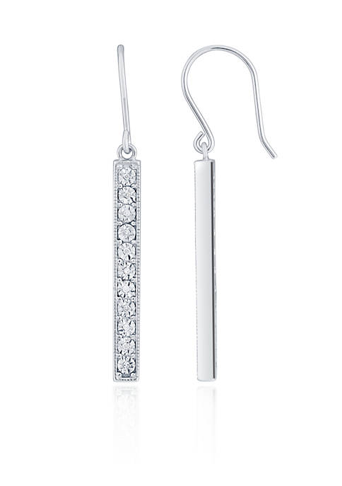 Diamond Stick Earring in Sterling Silver