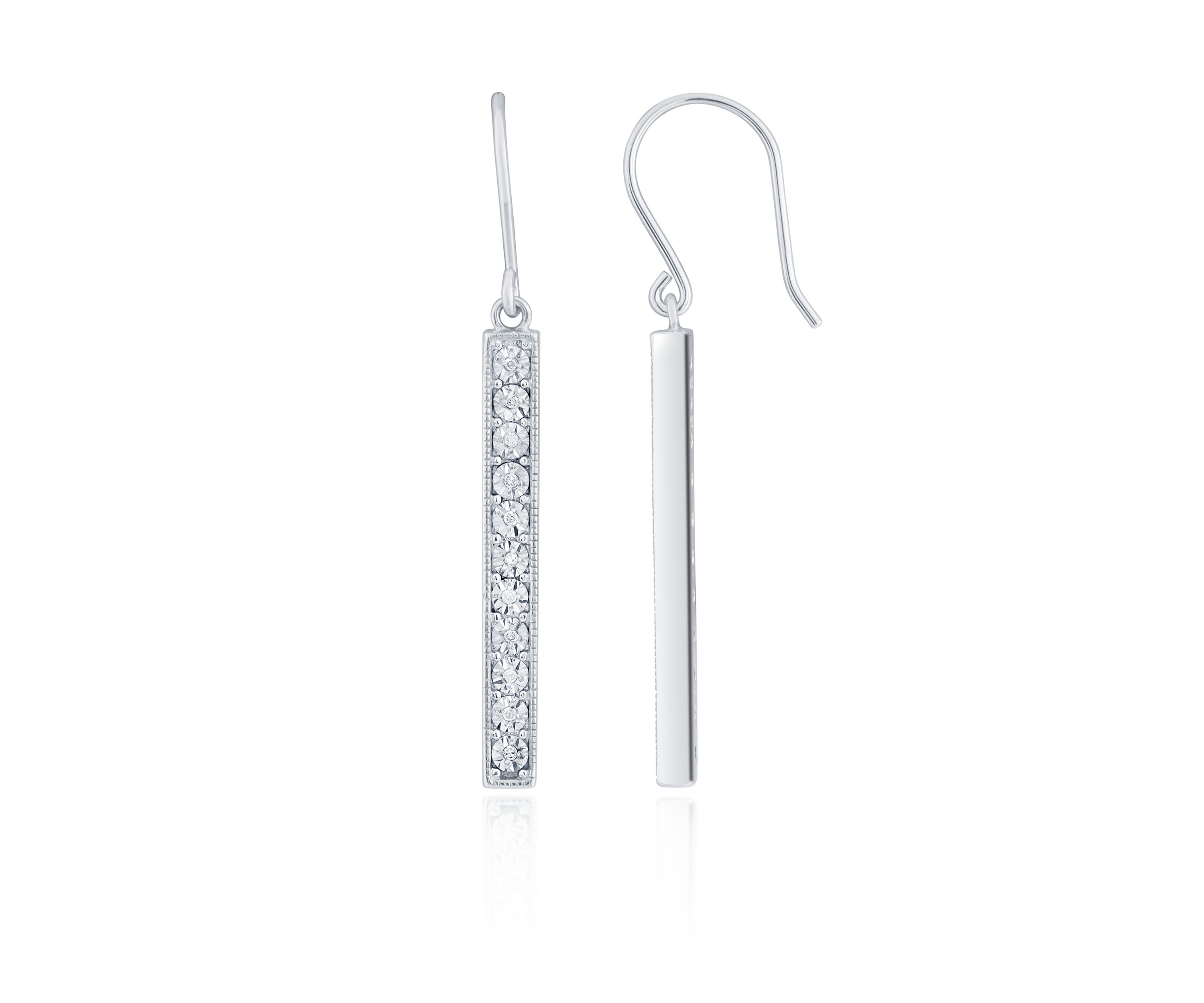 Diamond Stick Earring in Sterling Silver