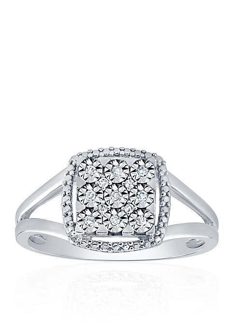 0.065 ct. t.w. Diamond Square Ring in Sterling Silver