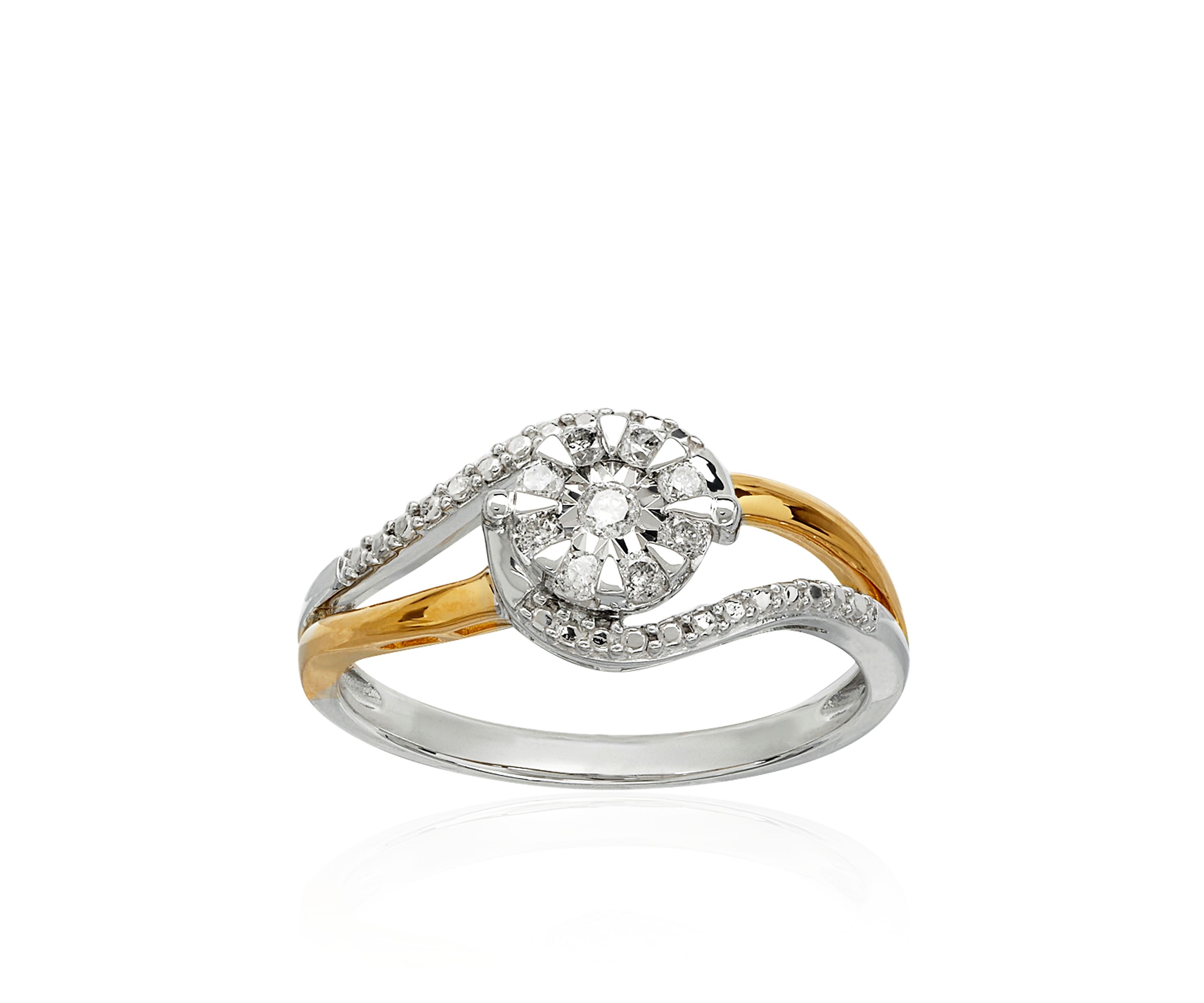 1/5 ct. t.w. Diamond Swirl Ring in 14K Yellow Gold over Sterling Silver