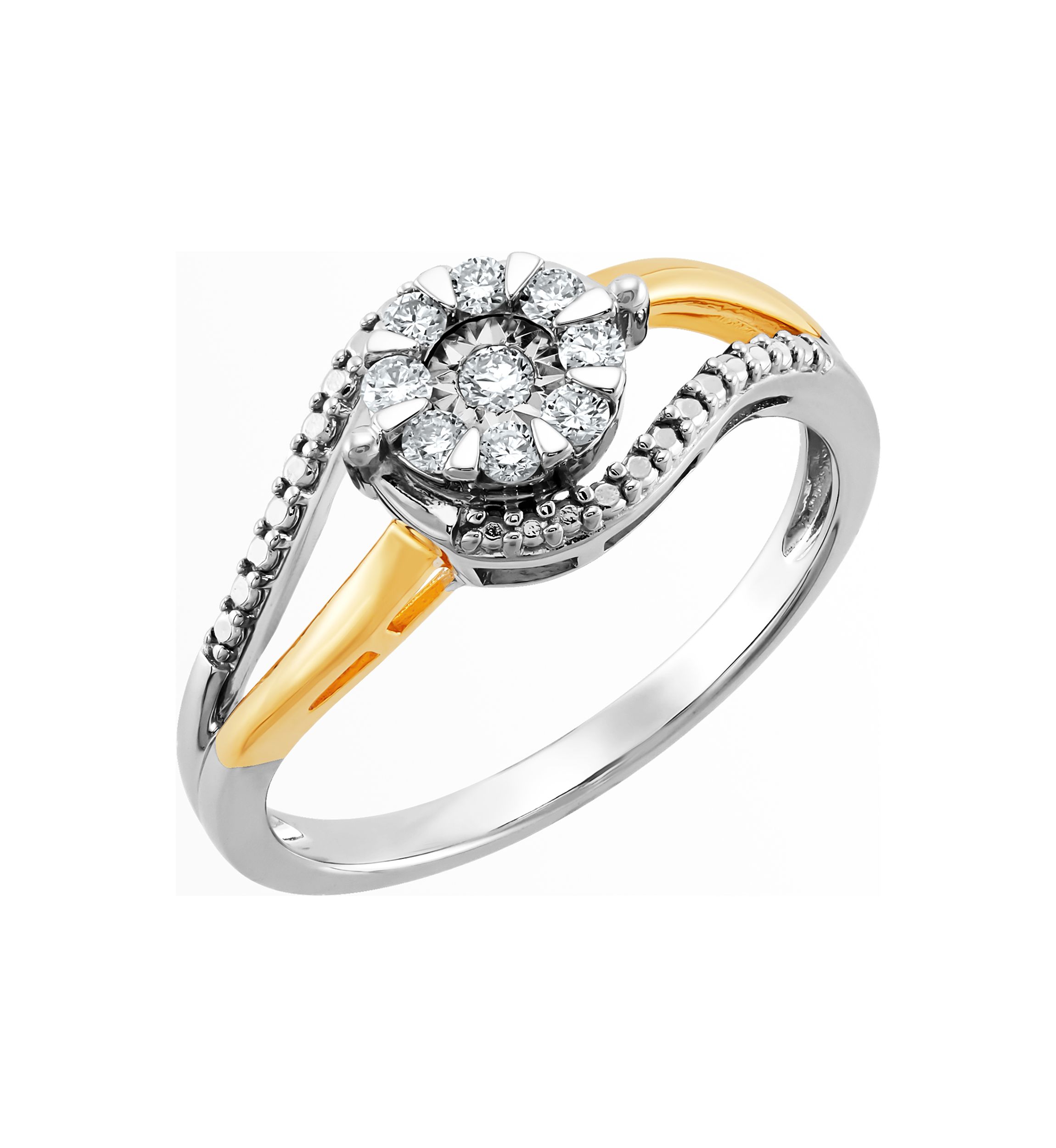 1/5 ct. t.w. Diamond Swirl Ring in 14K Yellow Gold over Sterling Silver